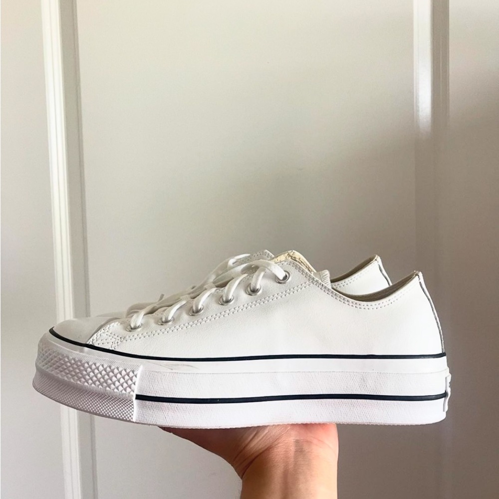 White Platform Leather Converse